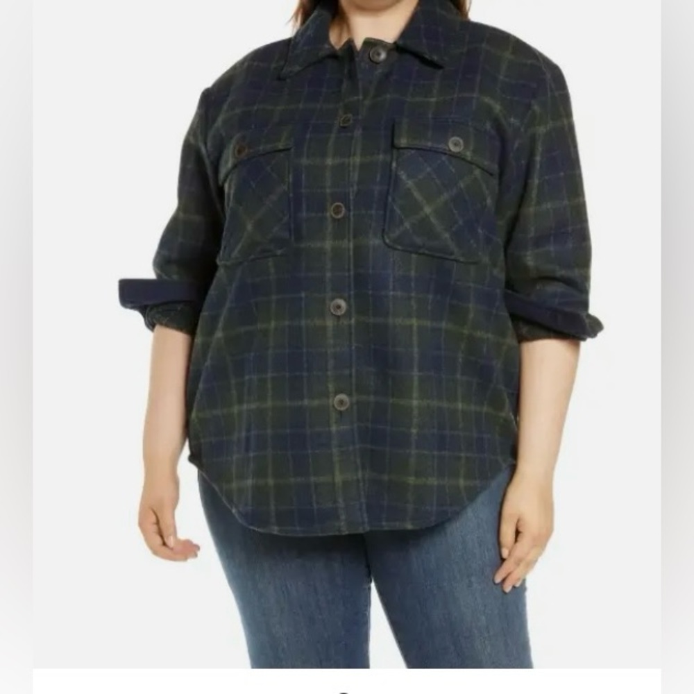 Treasure & Bond Shacket   In Blue/ Green  Plaid